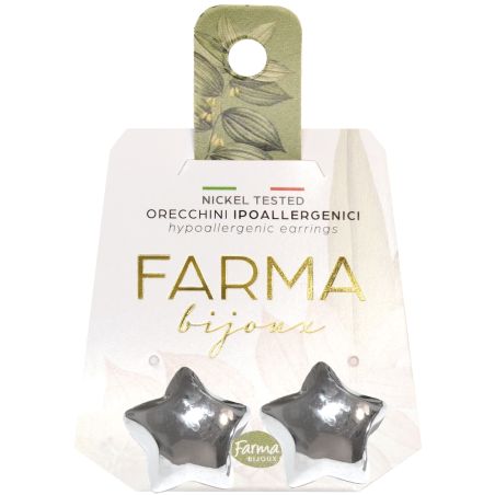 Farma Bijoux Υποαλλεργικά Σκουλαρίκια Στρογγυλά Αστέρια Ασημί 17mm