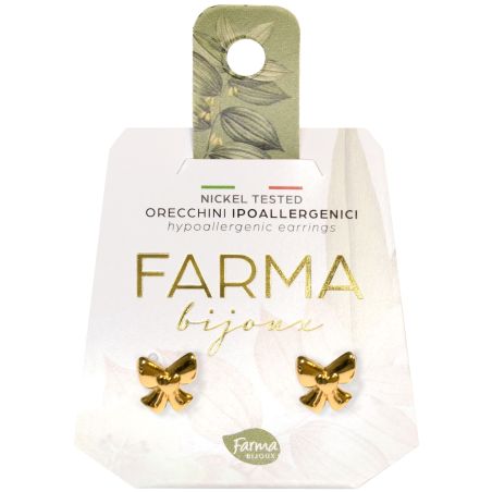 Farma Bijoux Υποαλλεργικά Σκουλαρίκια Χρυσοί Φιόγκοι 10mm