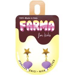 Farma Bijoux Υποαλλεργικά Σκουλαρίκια for Kids Χρυσά Αστέρια Με Μωβ Αερόστατα 20mm