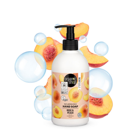 Organic Shop Hand Soap Rose Peach , σαπούνι θρέψης χεριών , Ροδάκινο και ρόδο , 500ml.