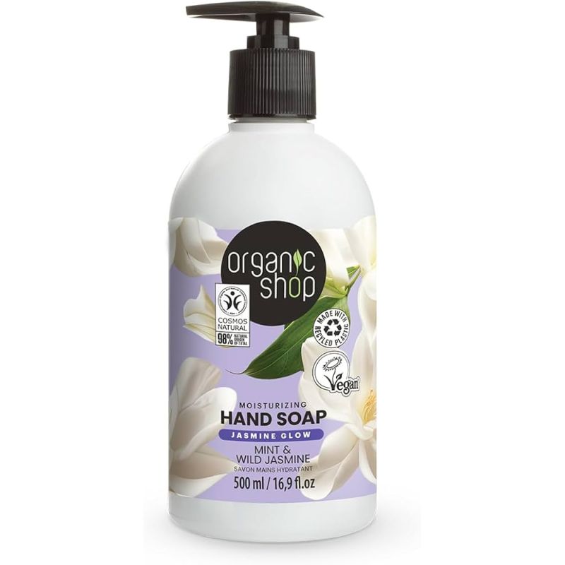 Organic Shop Hand Soap Minty Jasmine , Ενυδατικό κρεμοσάπουνο χεριών Μέντα & Γιασεμί , 500ml.