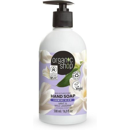 Organic Shop Hand Soap Minty Jasmine , Ενυδατικό κρεμοσάπουνο χεριών Μέντα & Γιασεμί , 500ml.