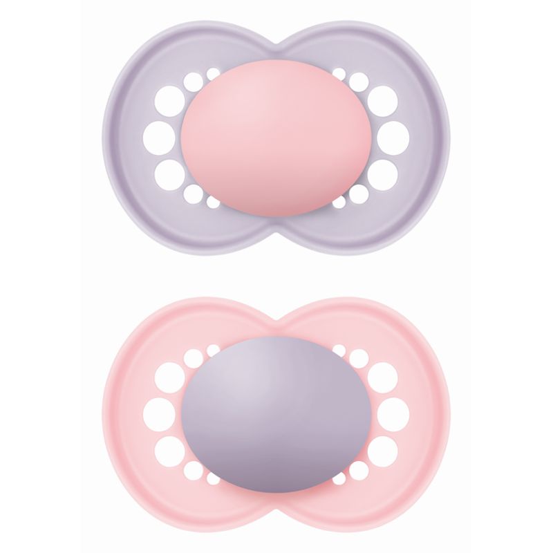 Mam Πιπίλα Original Unprinted Σιλικόνης 16+ μηνών (Ροζ-Μωβ) 2τμχ