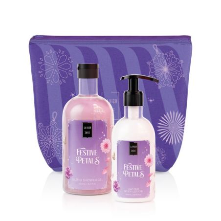 Lavish Care Festive Petals Christmas Set Bath & Shower Gel 500mL+ Glitter Body Lotion 300mL