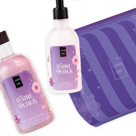 Lavish Care Festive Petals Christmas Set Bath & Shower Gel 500mL+ Glitter Body Lotion 300mL