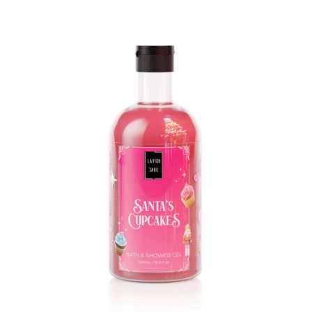 Lavish Care Santa's Cupcakes Christmas Set Bath & Shower Gel 500ml+ Glitter Body Lotion 300ml