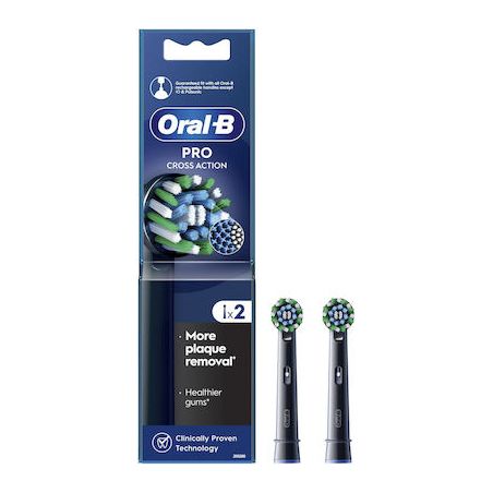 Oral-B Cross Action Ανταλλακτικές Κεφαλές για Ηλεκτρική Οδοντόβουρτσα σε μαύρο χρώμα 2τμχ