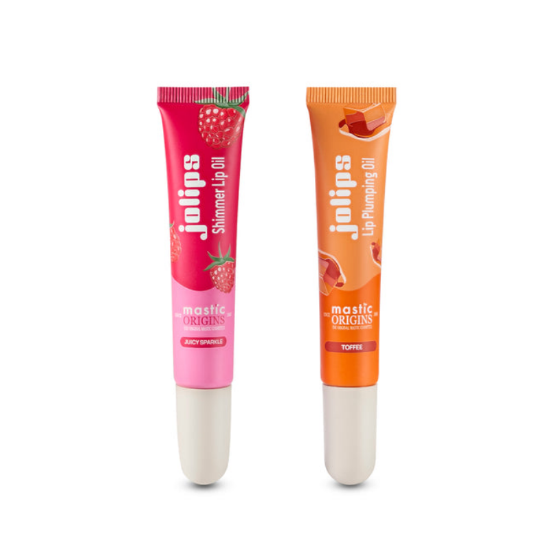 Mastic Origins Jolips Set 1+1 Juicy Sparkle shimmering Lip Oil 15ml+Toffe Lip Plumping Oil 15ml