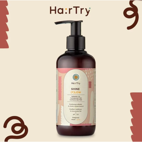 HairTry Shine (F)LOW Smoothing Conditioner Vegan Μαλακτική Κρέμα Μαλλιών για Σκληρή Τρίχα 250ml