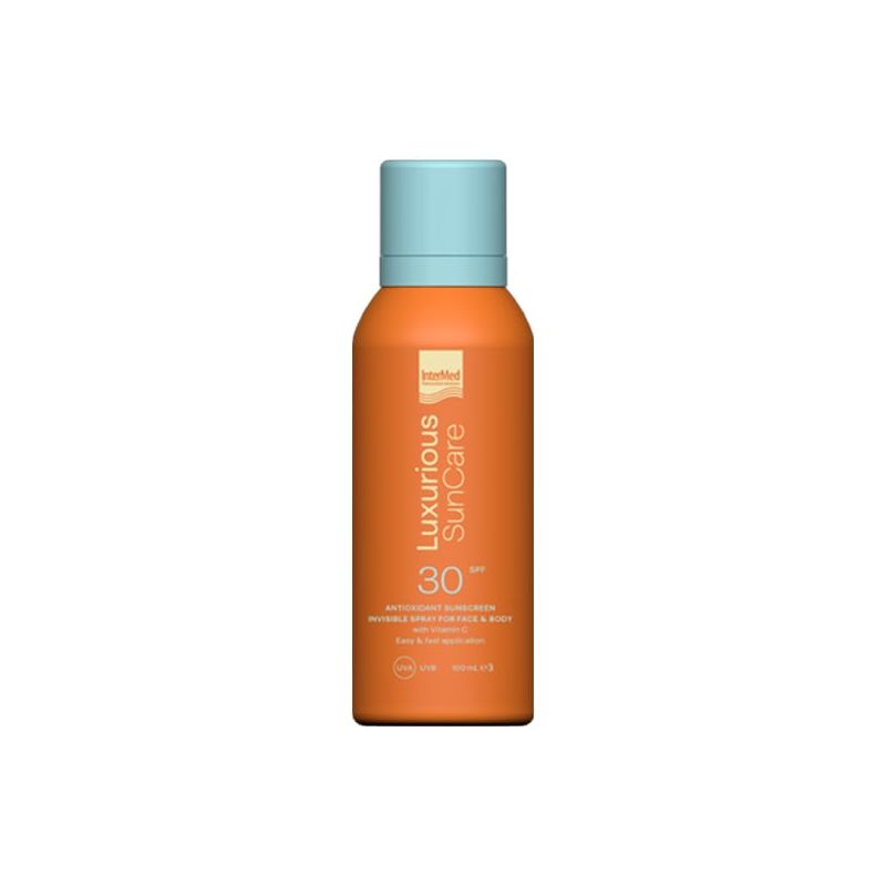 Intermed Luxurious Suncare Invisible Spray SPF30+ Διάφανο Αντηλιακό Σπρέι Προσώπου & Σώματος 100ml