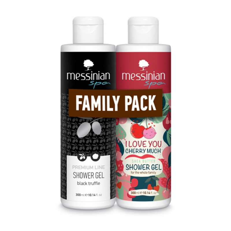 Messinian Spa Family Pack Αφρόλουτρα Μαύρη Τρούφα & I Love You Cherry Much 300ml