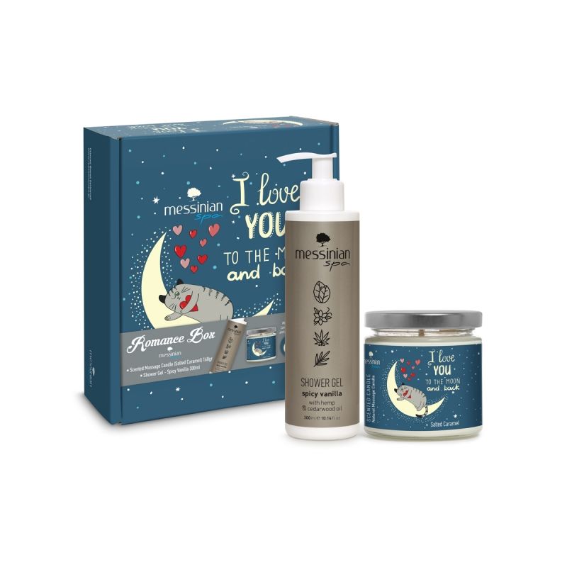 Messinian Spa συλλεκτικό Beauty Box Romance Box (Shower Gel 300ml + Massage Candle 160gr)