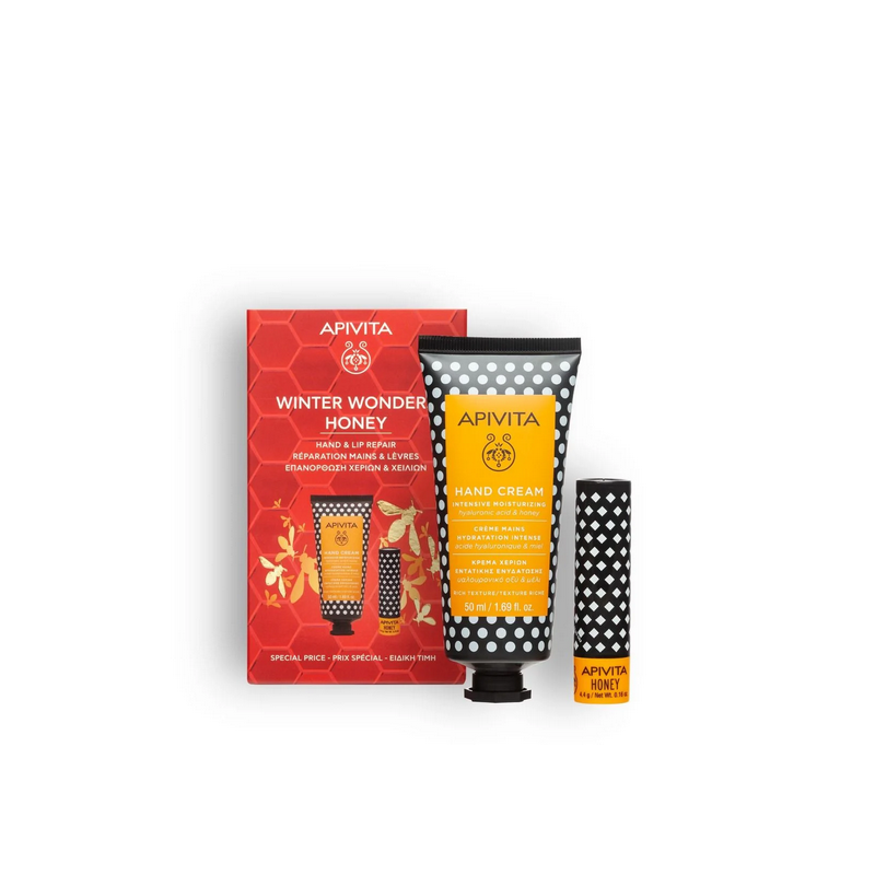 Apivita Gift Idea Limited Edition Winter Wonders Honey (Hand Cream 50ml+Lip Care 4.4g)