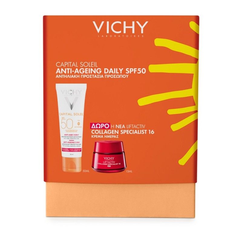 Vichy Promo Capital Soleil SPF50 Anti-Ageing 3 in 1 50ml & Δώρο Liftactiv Collagen Specialist 16 Day Cream 15ml