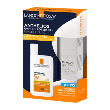 La Roche Posay Anthelios UVMUNE 400 SPF50 Invisible Fluid 50ml & Toleriane Sensitive Cream 15ml