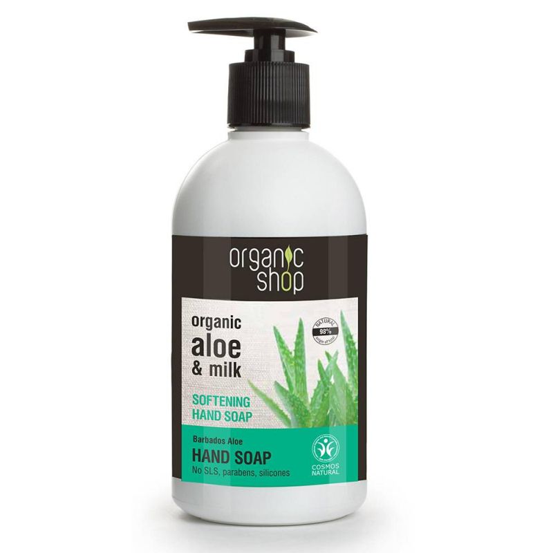 Organic Shop Softening Hand Soap Barbados Aloe Cosmos Natural (BDIH) Aπαλό κρεμοσάπουνο χεριών, 500ml