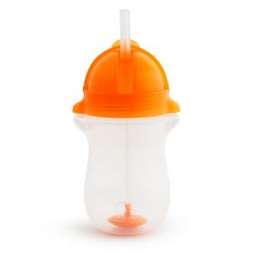 Munchkin Ποτηράκι με καλαμάκι Tip & Sip Tall Πορτοκαλί 296ml 12+μηνών