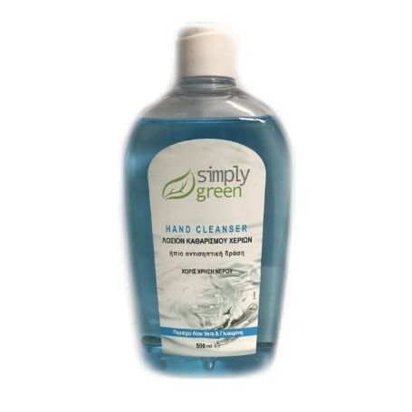 Simply Green Hand Cleanser Αντισηπτική Λοσιόν Καθαρισμού Χεριών Με Aloe Vera & Γλυκερίνη 500ml - PharmacyStories
