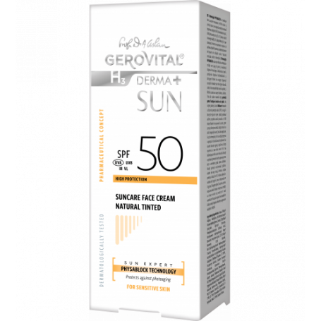 Gerovital Αντηλιακή Αντιγηραντική κρέμα προσώπου SPF 50 Natural Color 50ml