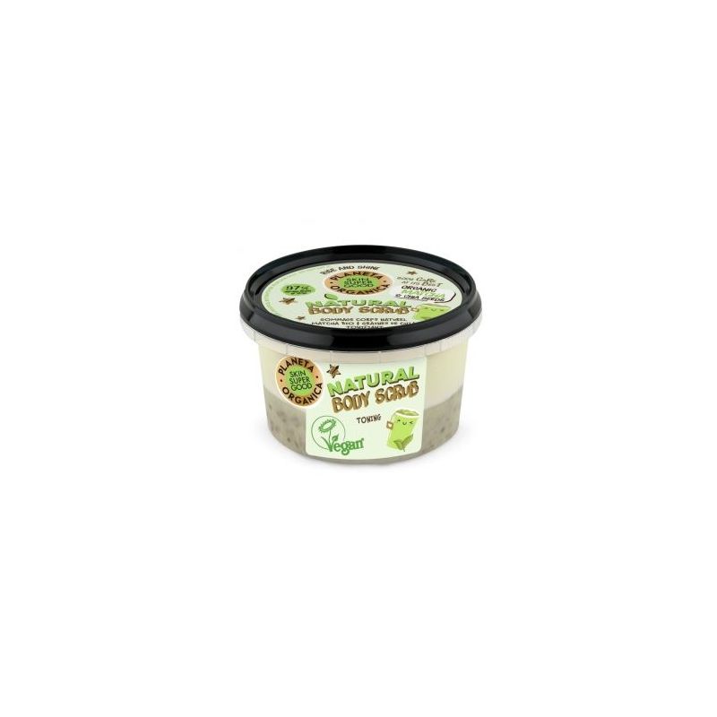 Skin Super Good, Φυσικό απολεπιστικό σώματος Τόνωσης «Toning», Πράσινο τσάι Matcha & Σπόρους Τσία, 250ml