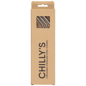 Chilly's 3 Reusable Stainless Steel Straws Καλαμάκια Μεταλλικά Ασημί - Chilly's