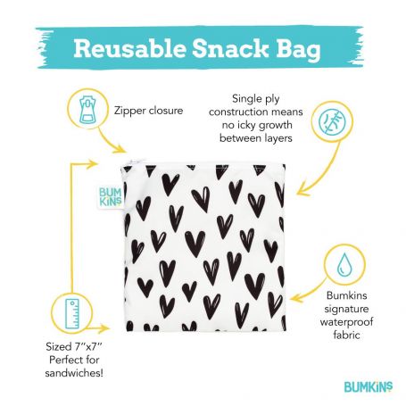 Bumkins Reusable Large Snack Bag Hearts 1 τμχ