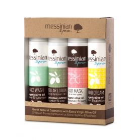 Messinian Spa Travel Kit Νο2 (Face Wash,Micellar Lotion,Hair Mask,Hand Cream:4x55ml)