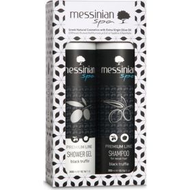 Messinian Spa Promo Premium Line Αφρόλουτρο Μαύρη Τρούφα 300ml & Σαμπουάν για Aδύναμα Mαλλιά Μαύρη Τρούφα 300ml