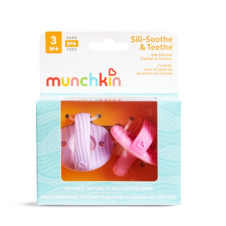 Munchkin Sili-Soothe & Teethe 2τμχ Ροζ/Μωβ 3+