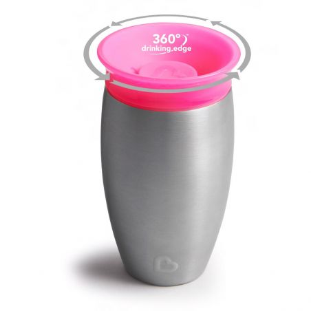 Munchkin Miracle Stainless Steel 360° Sippy Cup Pink 296ml