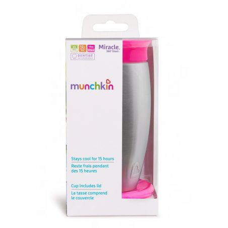 Munchkin Miracle Stainless Steel 360° Sippy Cup Pink 296ml