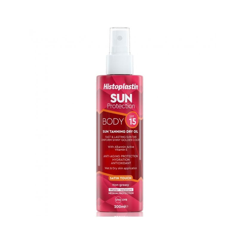 Heremco Histoplastin Sun Protection Body Sun Tanning Dry Oil SPF15 200ml Αντηλιακό Ξηρό Λάδι Σώματος με SPF15